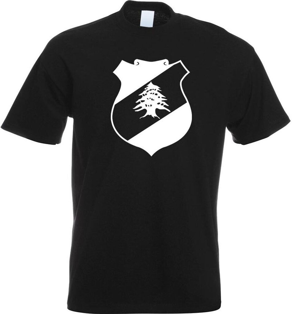Kiwistar - T-Shirt - schwarz - Libanon Wappen Motiv Bedruckt Funshirt Design Print - mit Motiv Bedruckt - Funshirt Design - Sport - Freizeit - Herr...