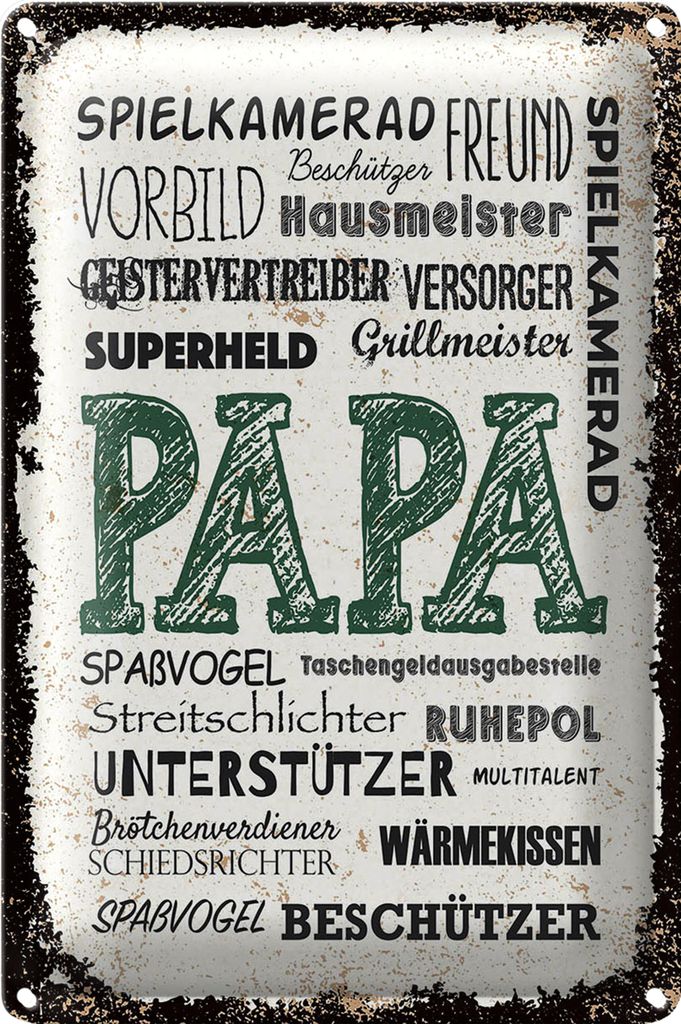 Blechschild Spruch Papa Spielkamerad Beschützer Freund 18x12cm