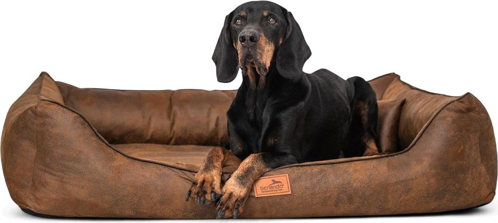 tierlando Orthopädisches Hundebett ALBERTO ORTHO Velours Vintage - Größe: 150x100cm | Farbe: 28 Hellbraun