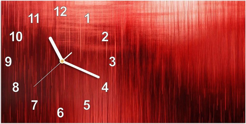 Wanduhr aus Glas mit Motiv Rote Textur- 60 x 30 cm - inkl. Aufhängesystem