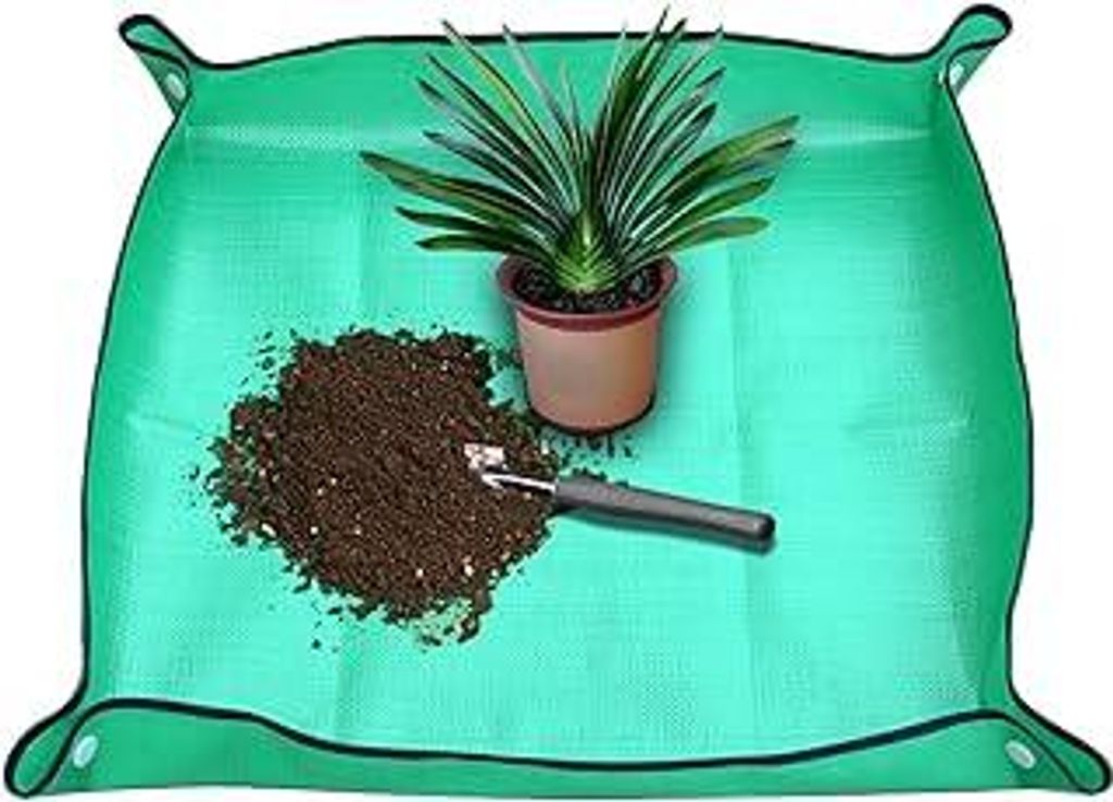 Faltbare Pflanzen-Umtopfmatte, wasserdicht, für drinnen und draußen, Gartenmatte, 68,1 x 68,1 cm, Grün