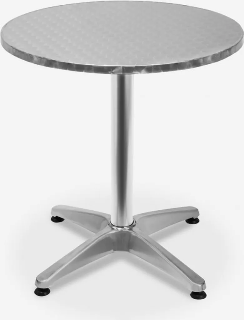 Table ronde 70cm et 2 chaises en acier Remos finition transparente