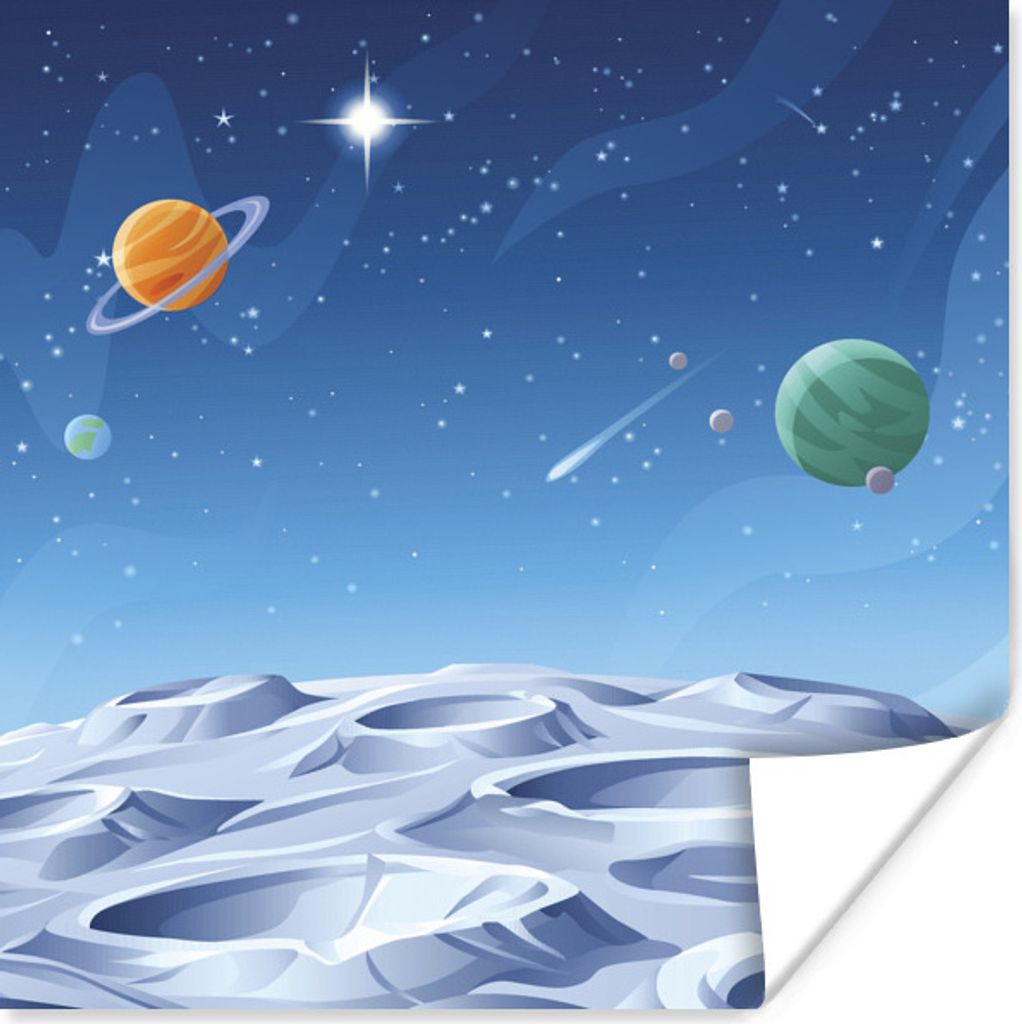 MuchoWow Poster Eine Illustration des Mondes zwischen den Planeten 75x75 cm - Wand Dekoration