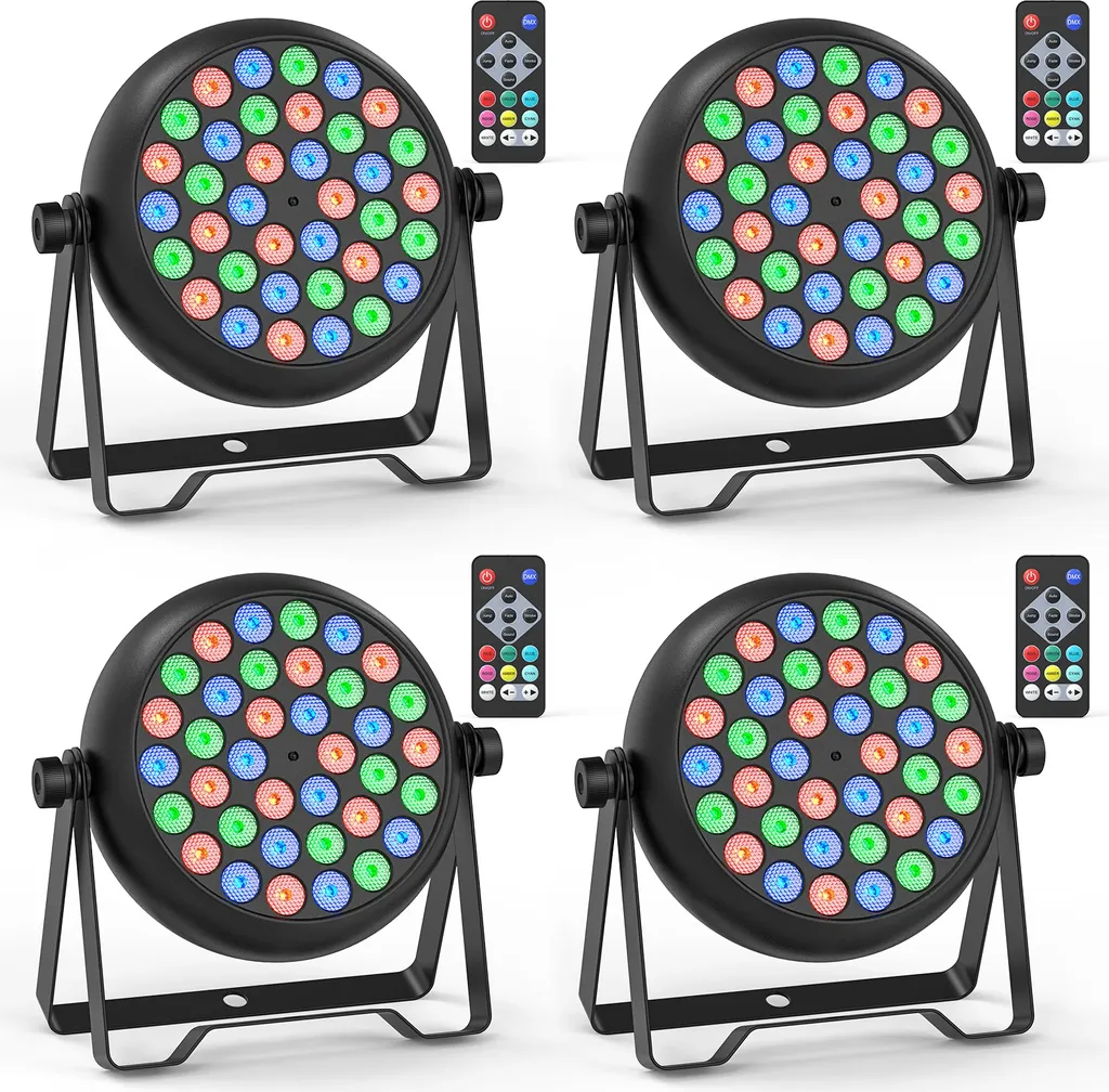 Pack 4 Lumière de par LED RGB 36 LED : solution complète éclairage scène EU