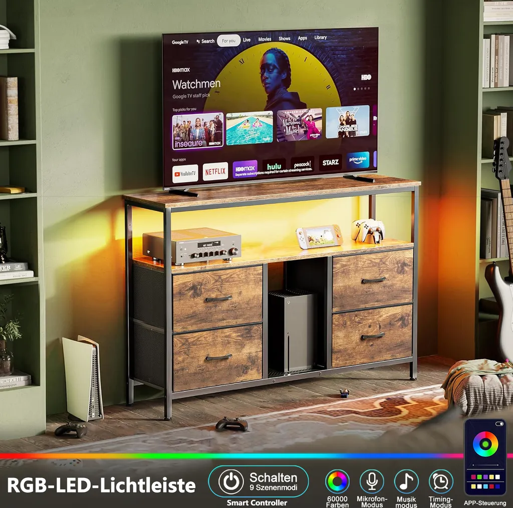 Mobile Contenitore Robusto ProximaX: Legno, Metallo e LED - Duraturo - 8