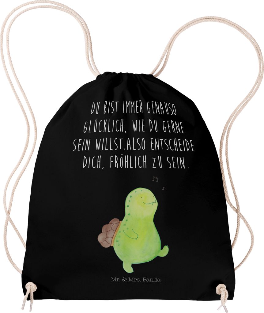 Mr. & Mrs. Panda Jutebeutel Schildkröte Pfeifen - Schwarz - Geschenk, Stoffbeutel, wander rucksack, Depression, Säckchen, Beutel, Glück, Schildk...