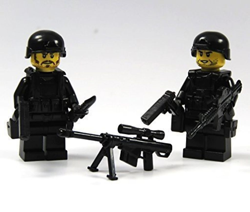 5 Custom Gewehr Waffe schwarz für LEGO® Figur Soldat Swat Polizist Scharfschütze