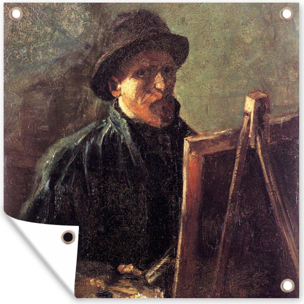 MuchoWow 100x100 cm Outdoor-Poster Gartendeko Sichtschutz Garten Poster für den Garten Selbstbildnis als Maler - Gemälde von Vincent van Gogh