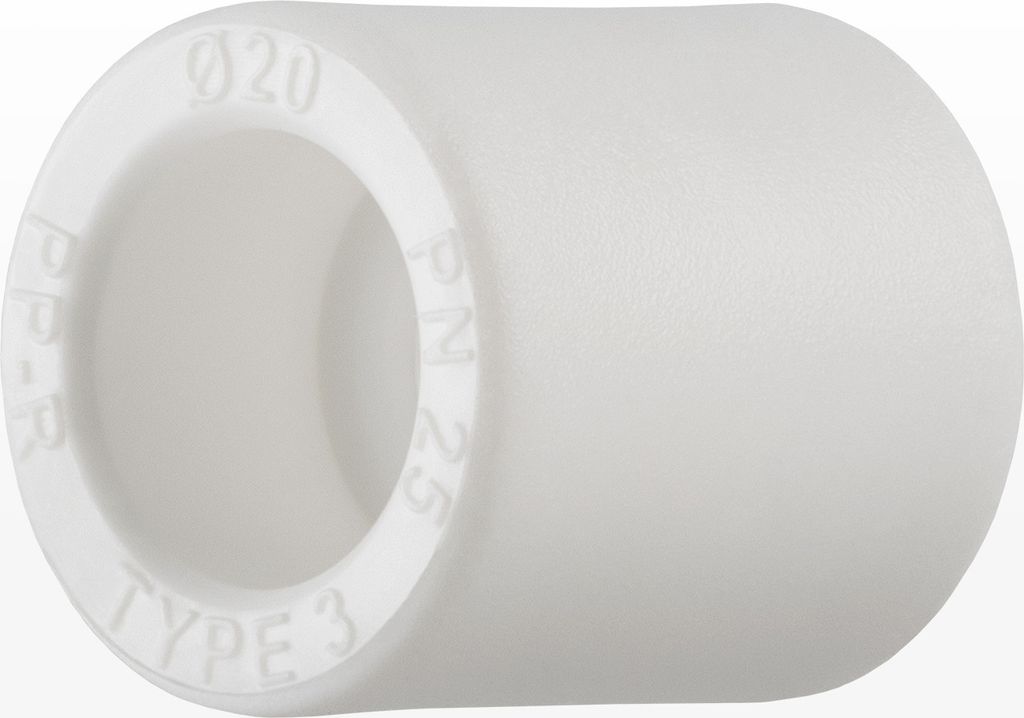Ø 20mm, PPR Aqua Plus Muffe in Weiß | Wasserrohr, Produktbild 