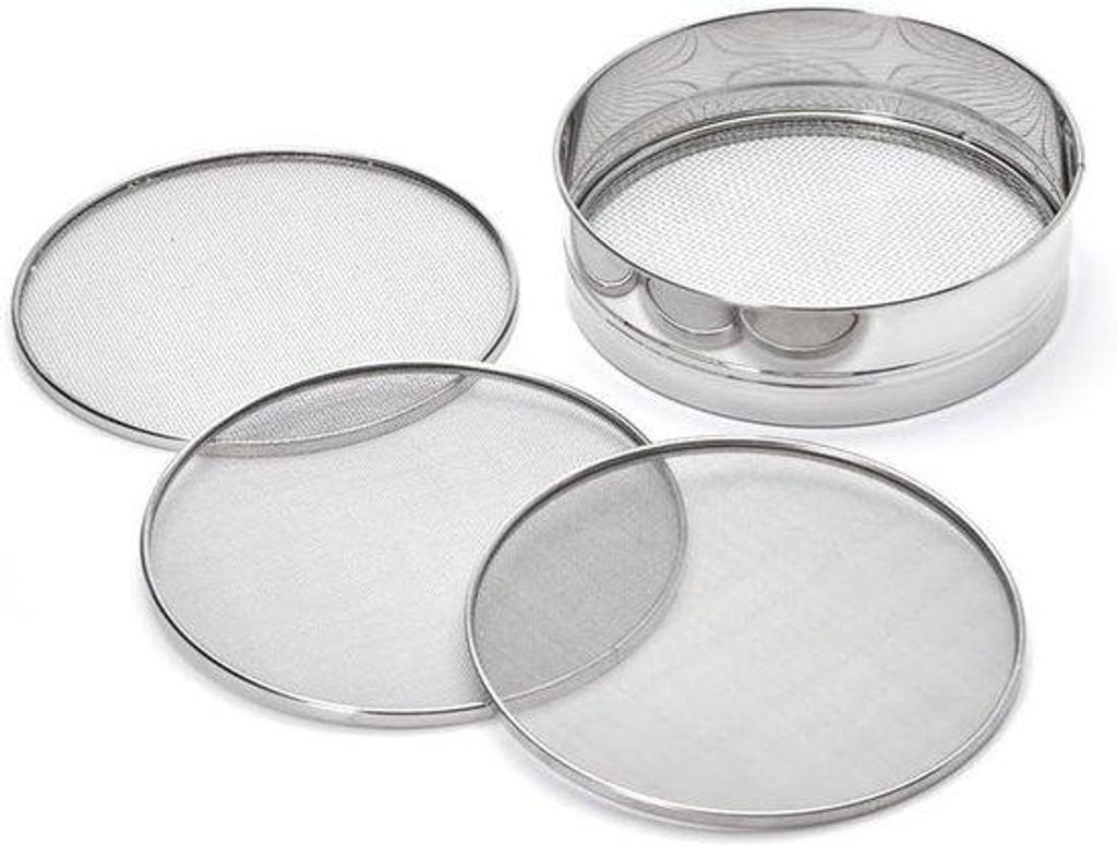Metallische Sieb mit austauschbaren Siebteilen - vielseitig - 4 Stück - Silber - Edelstahl