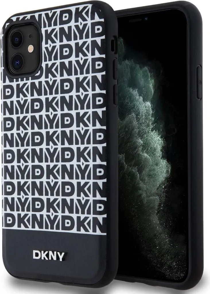 Coque iPhone 11 DKNY Noir Repeat Pattern avec Rayure Signature Chic - 5