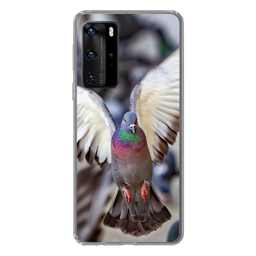 MuchoWow Handyhülle Schutzhülle Hülle für Huawei P40 Pro Nahaufnahme einer fliegenden Taube Silikon Softcase Handy Hülle - Schutz