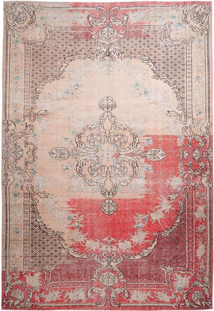 Qiyano Teppich orientalisch antik Vintage Ornamente Barock flach gewebt rot, 200 x 290 cm