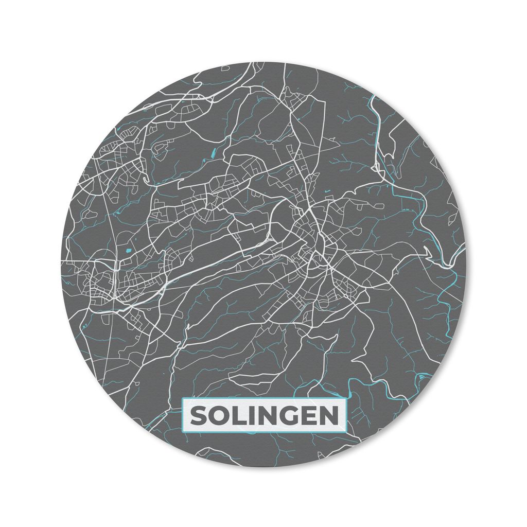 MuchoWow Mauspad Mousepad Stadtplan - Solingen - Deutschland - Karte 30x30 cm - Mousepads - Maus Mat - Pad - Mausunterlage - Tischunterlage - Sch...