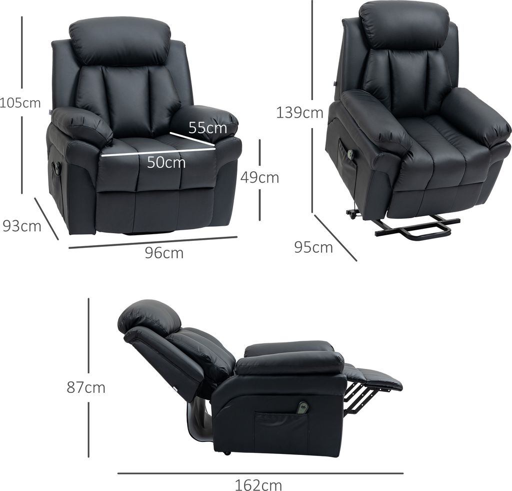 HOMCOM Sessel mit Aufstehhilfe, Elektrischer Relaxsessel, Produktbild 3