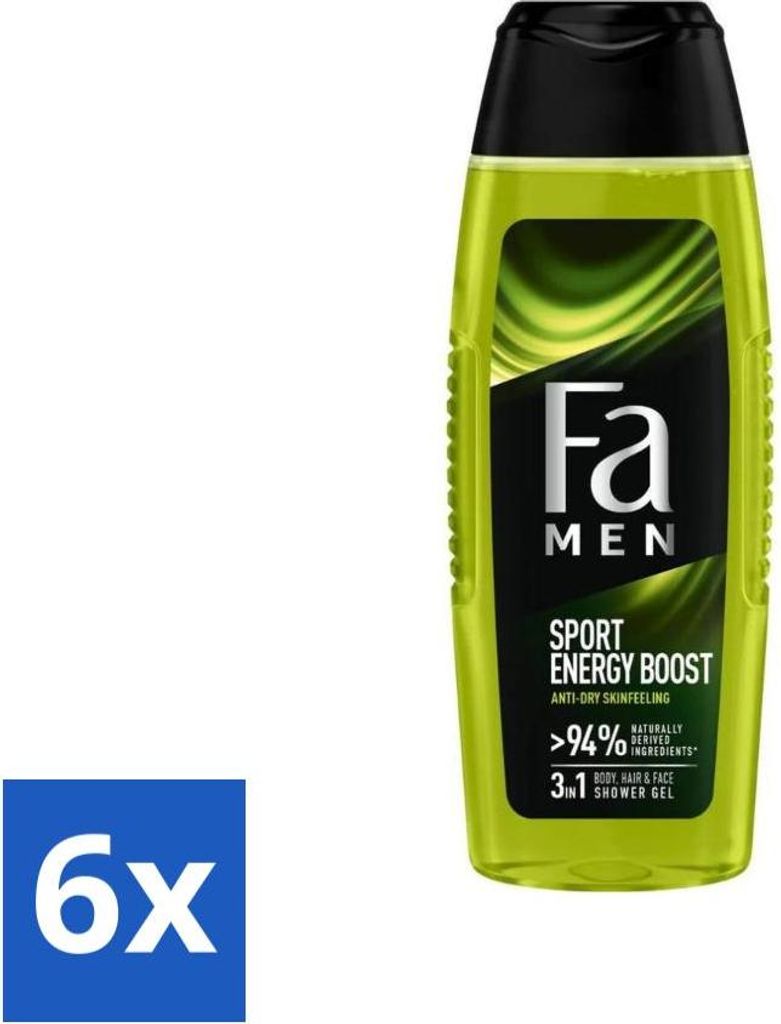 Fa Men – Sport Energy Boost – Duschgel – Für Körper, Haare & Gesicht – 250 ml - Vorteilspack - 6 Stücke