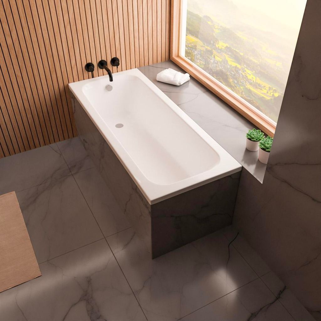 ECOLAM Badewanne Rechteckbadewanne 150x70 cm Pola Styropor Acrylwanne + Füße Ablauf Wanne