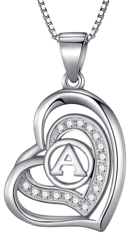 Morella® Damesketting, hartvormig met de letter A, zilver Productafbeelding 