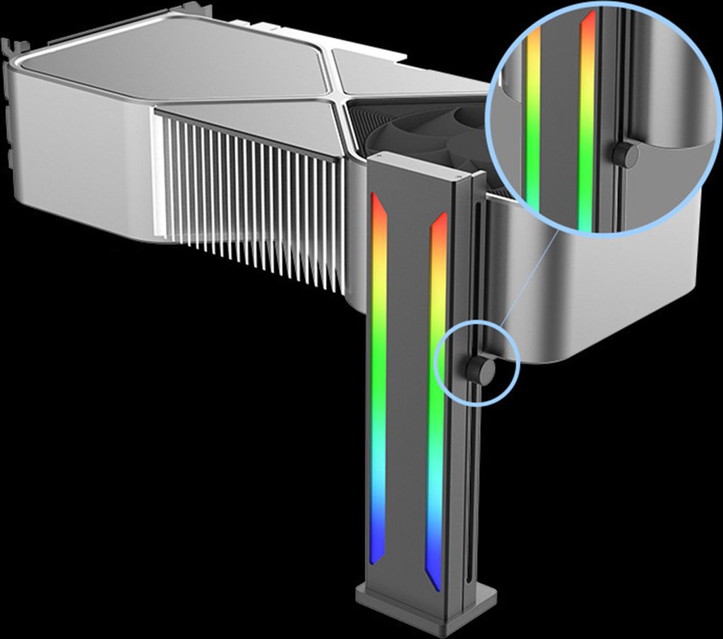 Grafikkartenständer Einstellbare Höhe mehrstechnischer Desktop-Computergrafikkarte ARGB 3 PIN 5V Bracket PC Supplies-Schwarz