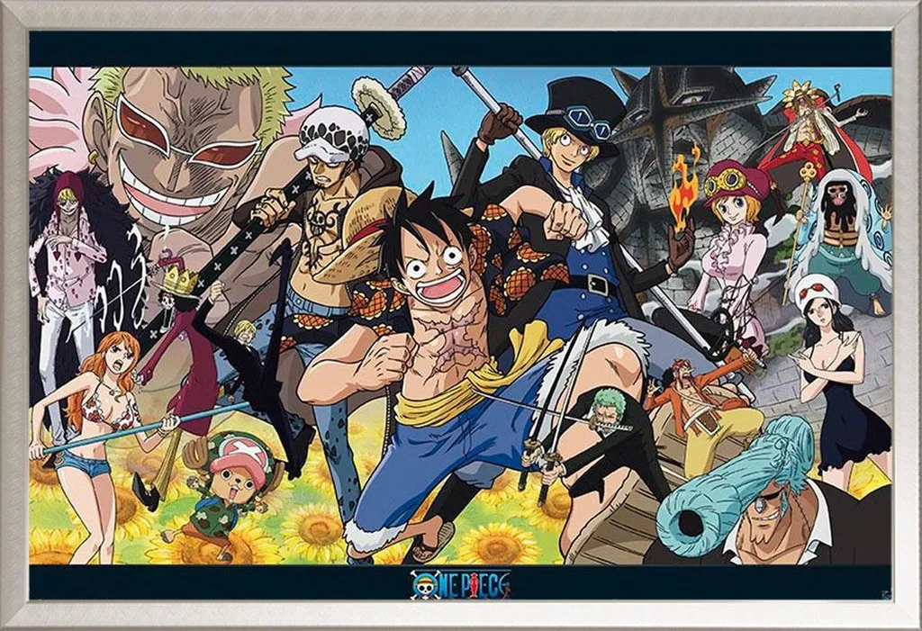 Maxi Poster One Piece Dressrosa Originale + Cornice Alluminio Shinsuke