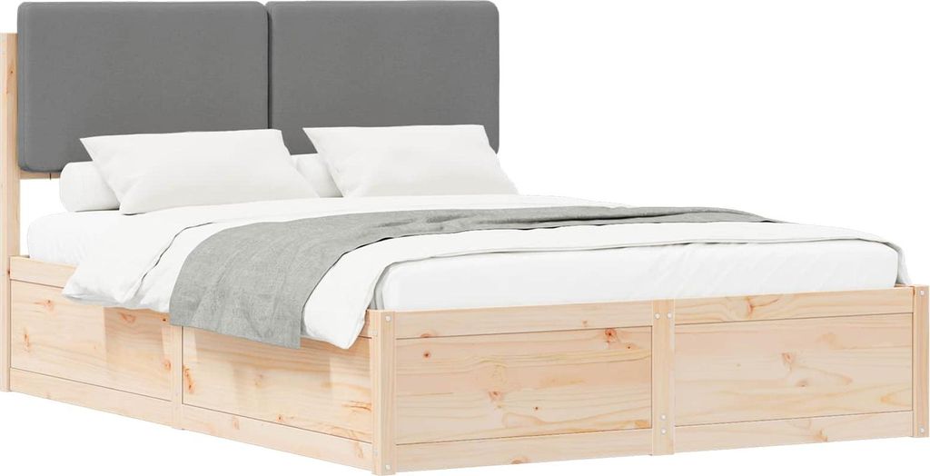 vidaXL Bettgestell mit gepolstertem Kopfteil Hellgrau 140 x 200 cm