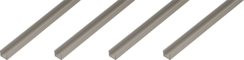 Alberts 4 x U-Profil speziell für Spanplatten, 15 x 22 x 15 x 1,5 mm, Länge 2 m, Aluminium, silberfarbig eloxiert