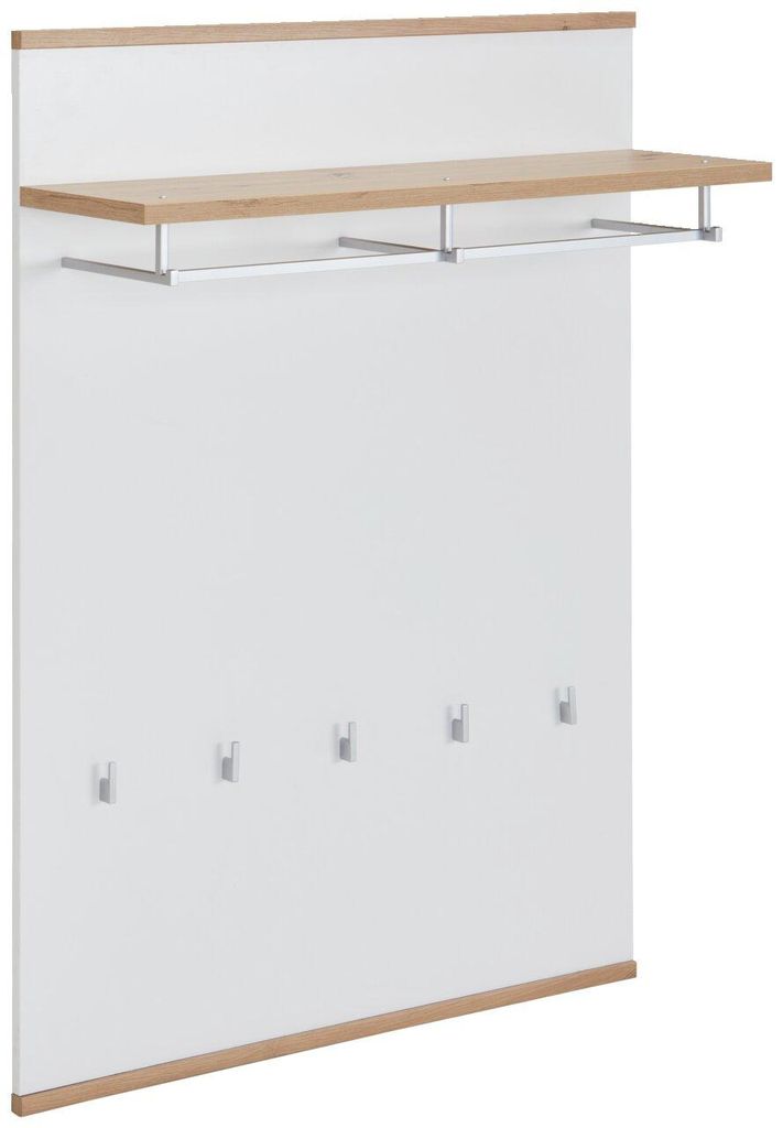 Garderobenpaneel YAMAEL mit 5 Haken und Kleiderstange, modernes Design, 85x119x28 cm