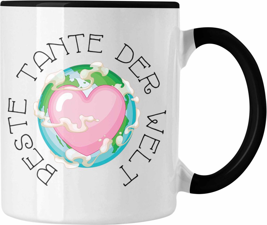 Trendation - Beste Tante Der Welt Tasse Geschenk Geburtstag Weihnachten Lustig Geschenkideen von Nichte Lieblingstante Hier Bin Ich (Schwarz)