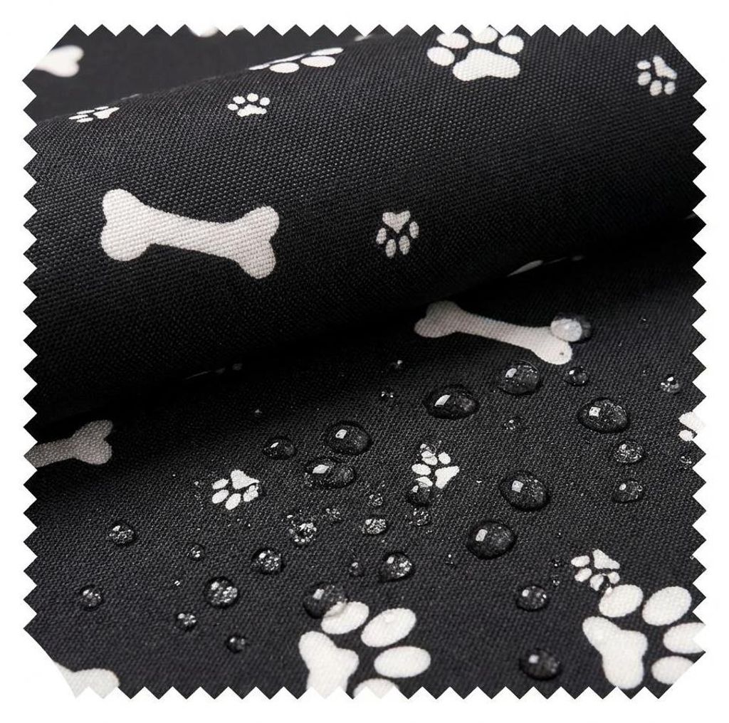 novely® OXFORD 210D - D26 Knochen Hund Pfoten Schwarz Weiß Produktbild 