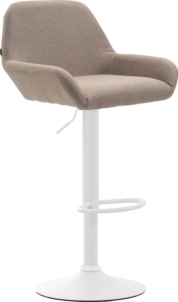 CLP Barhocker Braga Stoff drehbar und höhenverstellbar taupe Gestell Farbe weiß