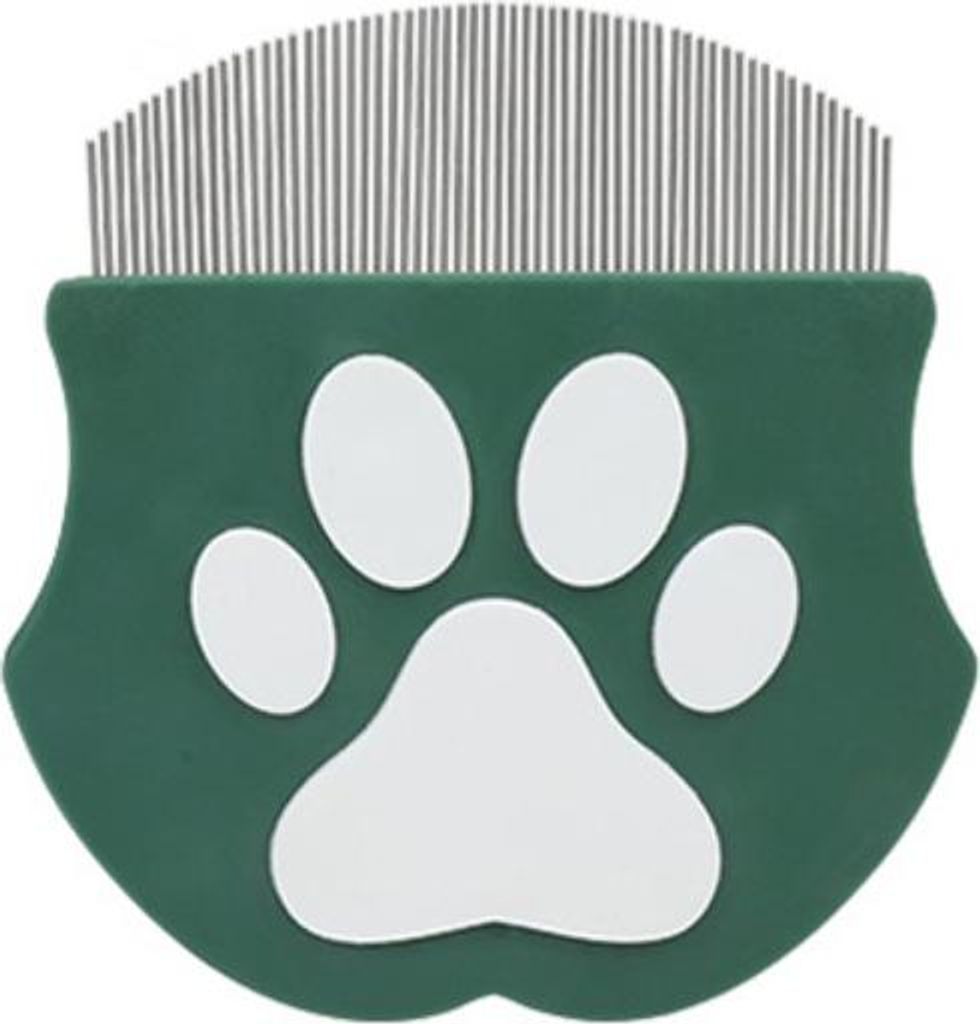 INF Mini Flohkamm für Hunde und Katzen, Gesichtspflegekamm, 1 Stück Dunkelgrün