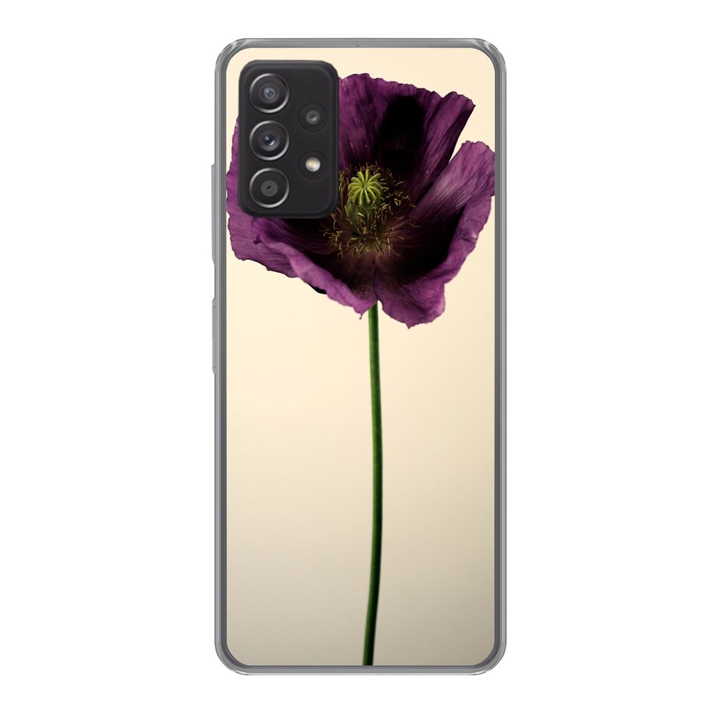MuchoWow Handyhülle Schutzhülle Hülle für Samsung Galaxy A33 5G Nahaufnahme eines violetten Mohns Silikon Softcase Handy Hülle - Kartenhalter