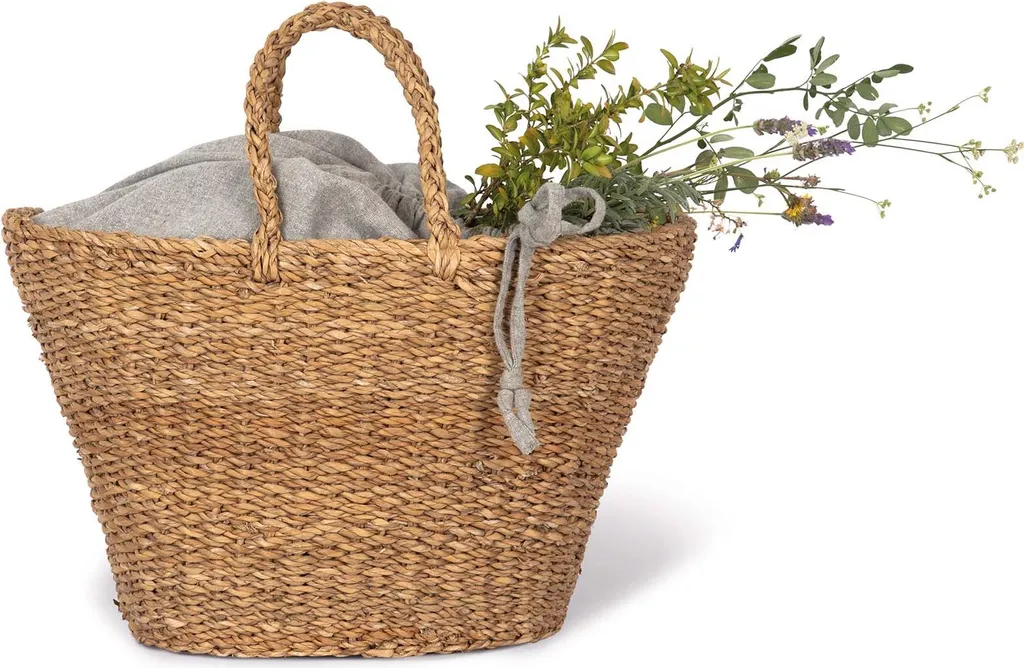 Panier naturel tressé Kimood - Corbeille artisanale en fibres 40 cm