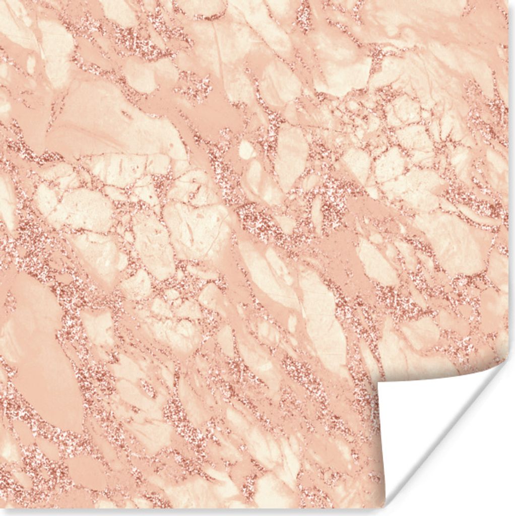 MuchoWow Poster Marmor - Luxus - Roségold 50x50 cm - Wohnzimmerdekoration