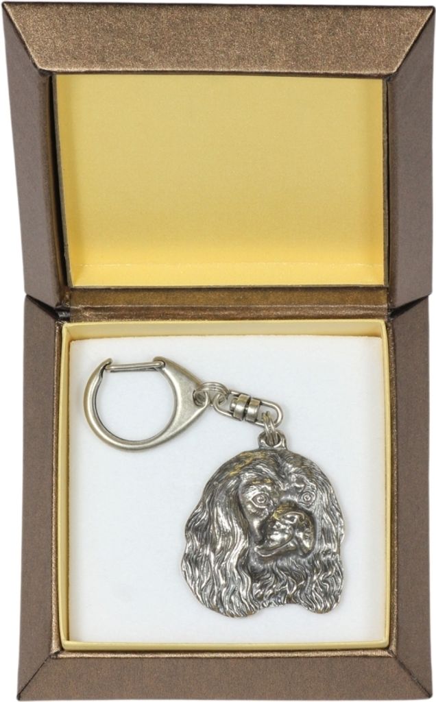 Cavalier King Charles Spaniel - Versilberter Schlüsselanhänger mit Hund in einer Geschenkbox, Handtaschenschmuck, Rucksackanhänger der Marke Art...