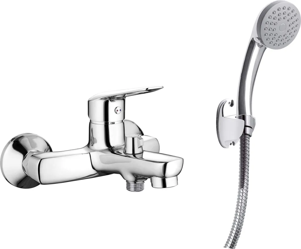 Robinet mélangeur bain-douche mural avec douchette et flexible 150 cm