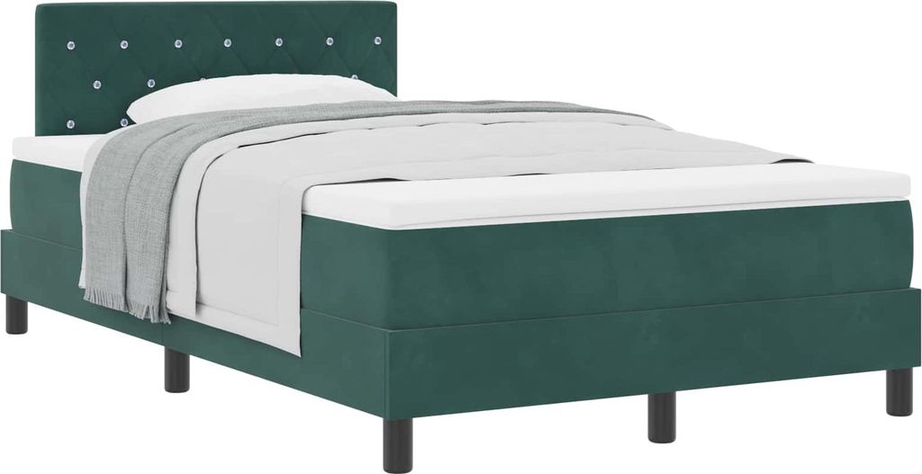 Boxspringbett mit Matratze Dunkelgrün 120 x 190 cm Samt