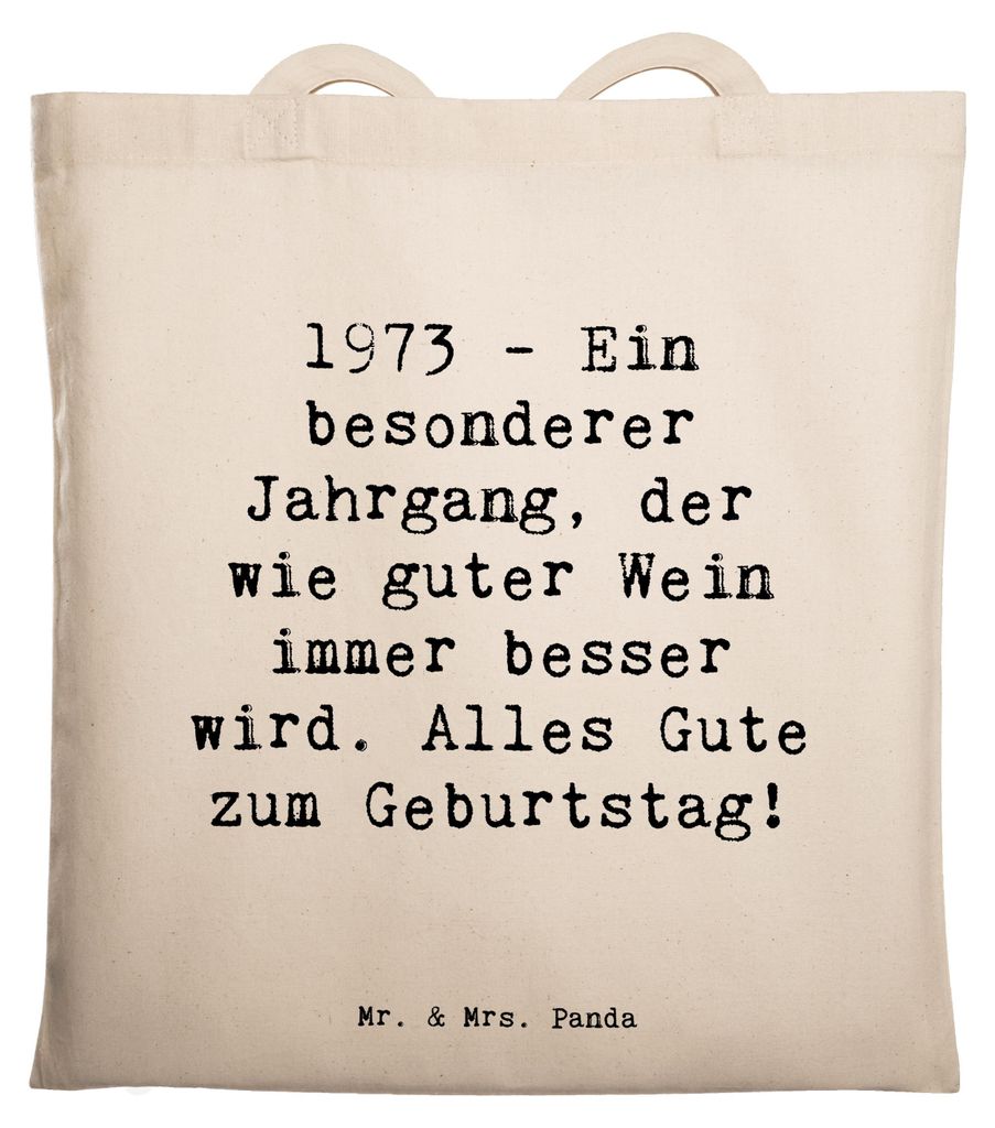 Mr. & Mrs. Panda Einkaufstasche Spruch 1973 Geburtstag - Transparent - Geschenk, Tote Bag, feiern, Alter, Uni Tasche, Jutebeutel, besondere Glückw...