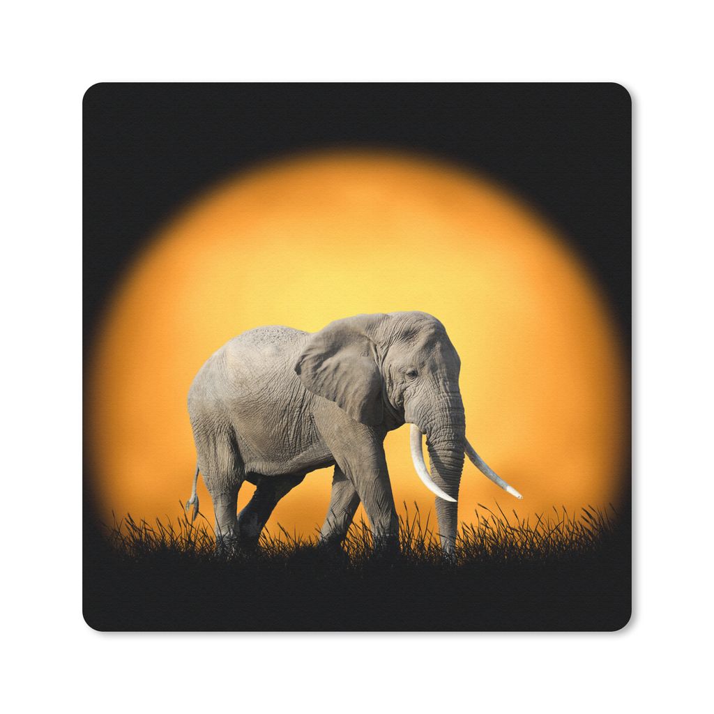 MuchoWow Mauspad Mousepad Elefant - Sonne - Zähne 30x30 cm - Mousepads - Maus Mat - Pad - Mausunterlage - Gaming