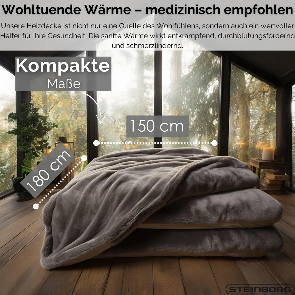 Coperta Termica Steinborg 180x130 | 160W Potenza e Timer Sicurezza - 11
