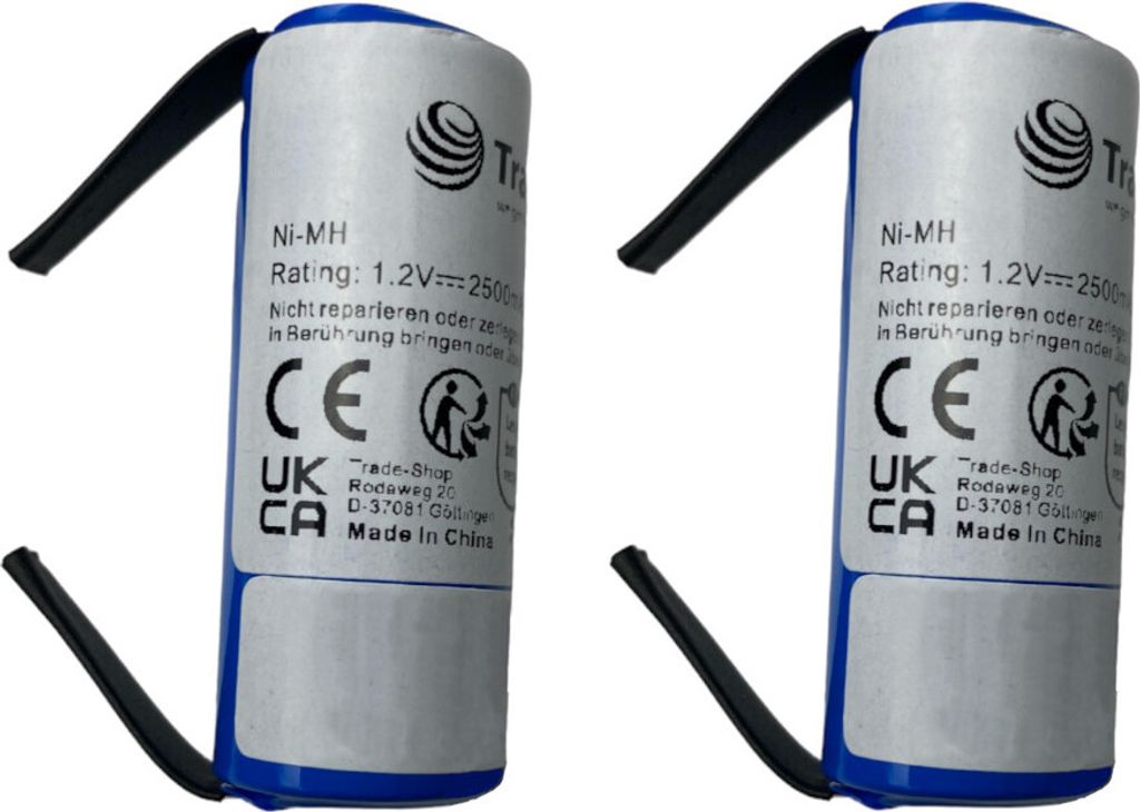 2x Trade-Shop Ni-MH Akku 1,2V 2,5Ah für Braun Oral-B Professional Care Triumph 1000 2000 2500 3000 4900 5000 5500 6000 6200 6400 6500 / 42x17mm