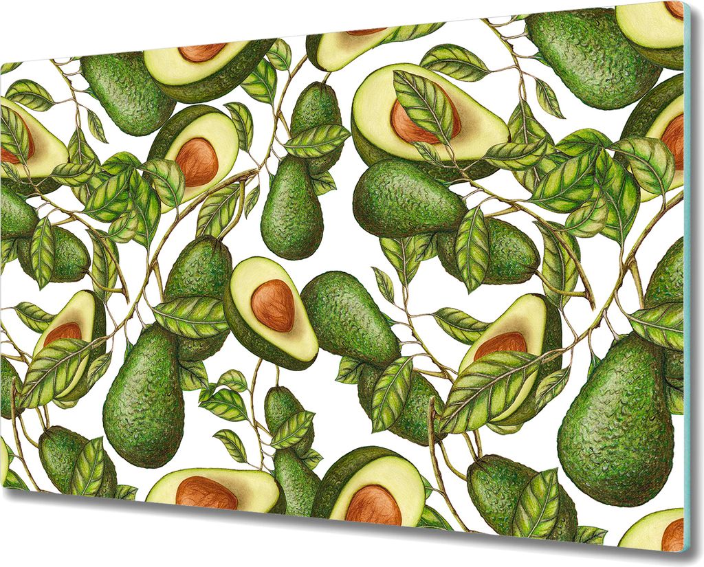Glas Schneidebrett Herdabdeckplatten Schneideplatten - 80x52 cm - Avocado Früchte