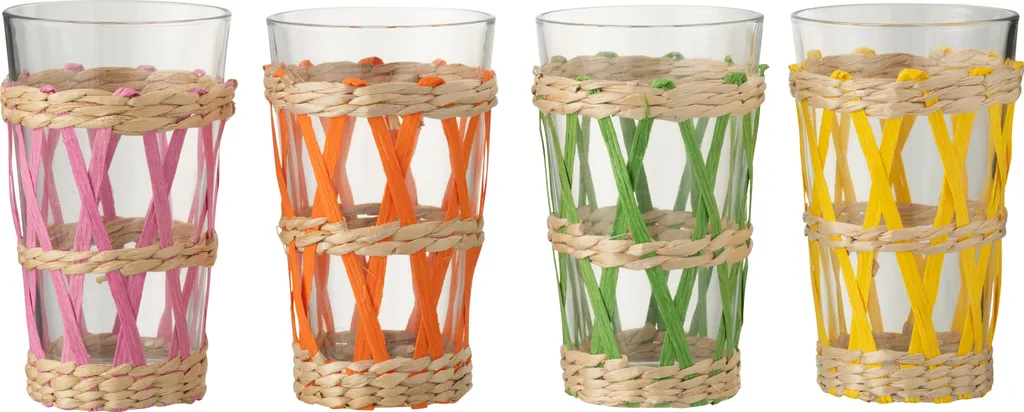 Verre à boire large effet tissé J-Line - Pack de 4 verres robustes