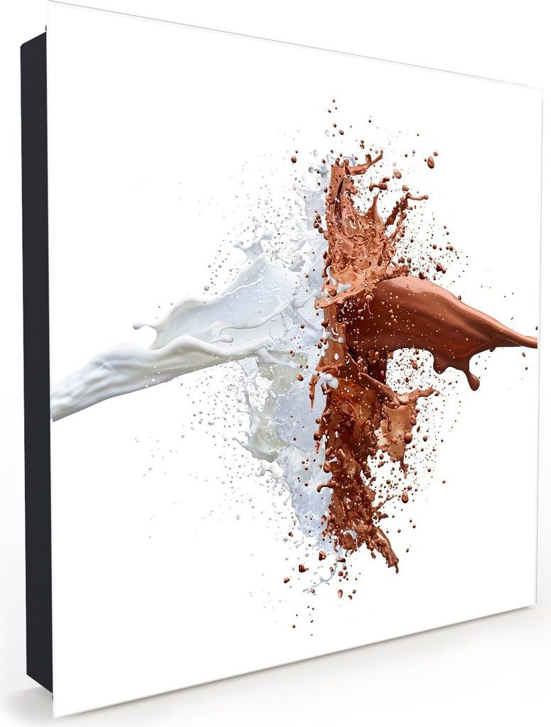 Nachbildung-Schlüsselkasten, Magnetpinnwand und Memoboard mit Glasfront Motiv Schokolade und Milch Splash