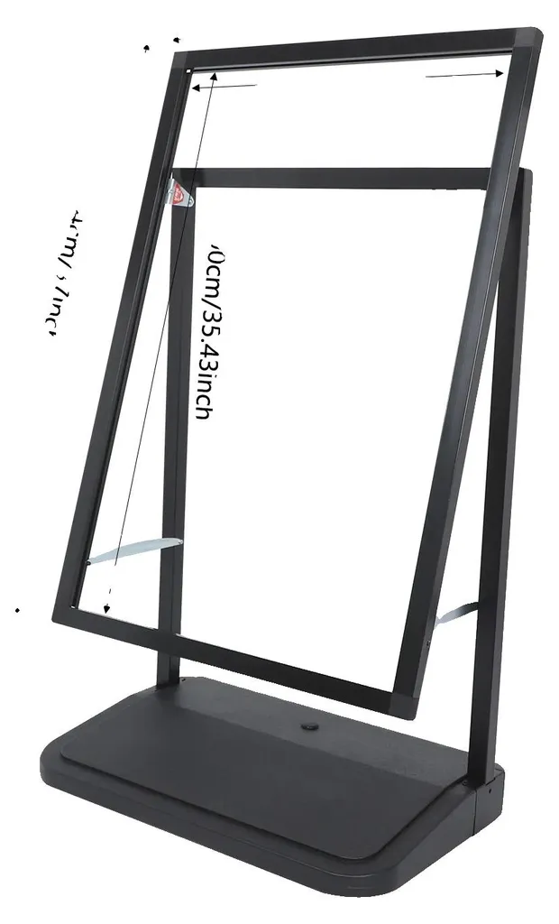 Support de panneau d'affichage mobile noir à roulettes pour signalétique