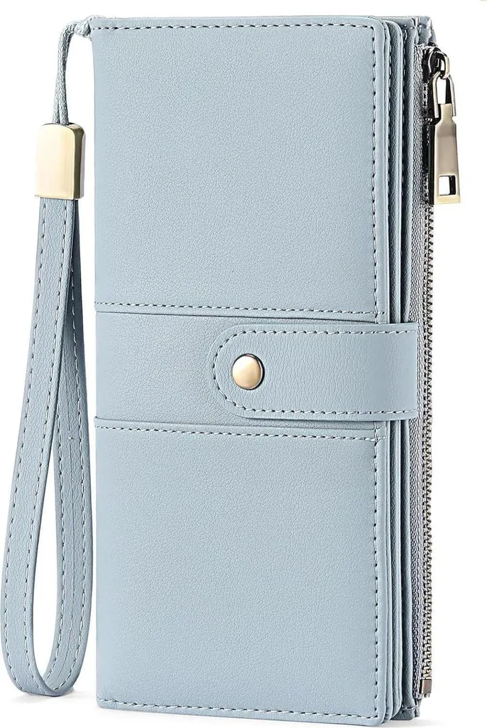 Portefeuille Femme GAEKEAO Anti-RFID en Cuir Synthétique Bleu avec Fermoir