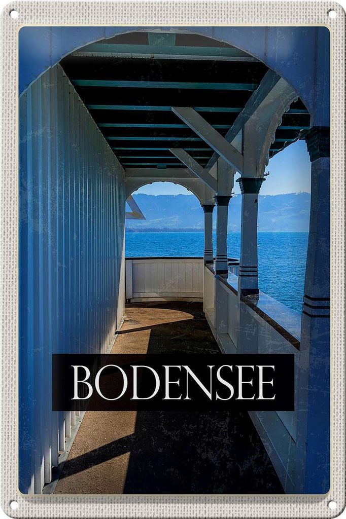 Blechschild Reise 20x30cm Bodensee Deutschland Aussicht auf See