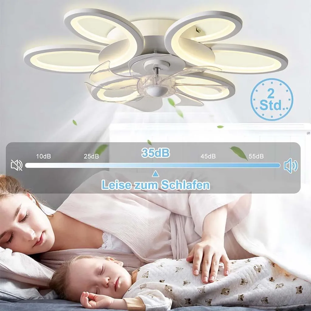 Ventilateur de plafond avec éclairage LED Ø65cm télécommande dimmable - 6