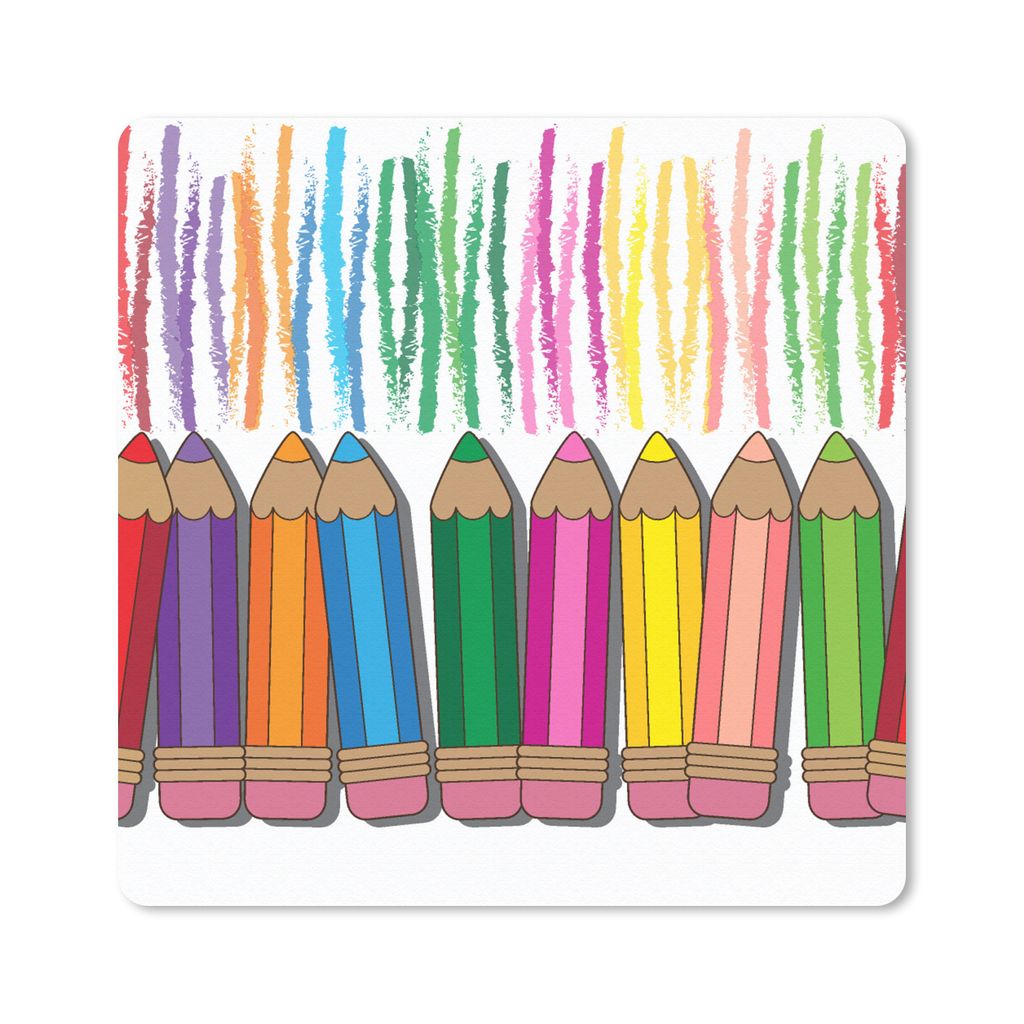 MuchoWow Mauspad Mousepad Farbstift - Muster - Regenbogen 30x30 cm - Mousepads - Maus Mat - Pad - Mausunterlage - Gaming