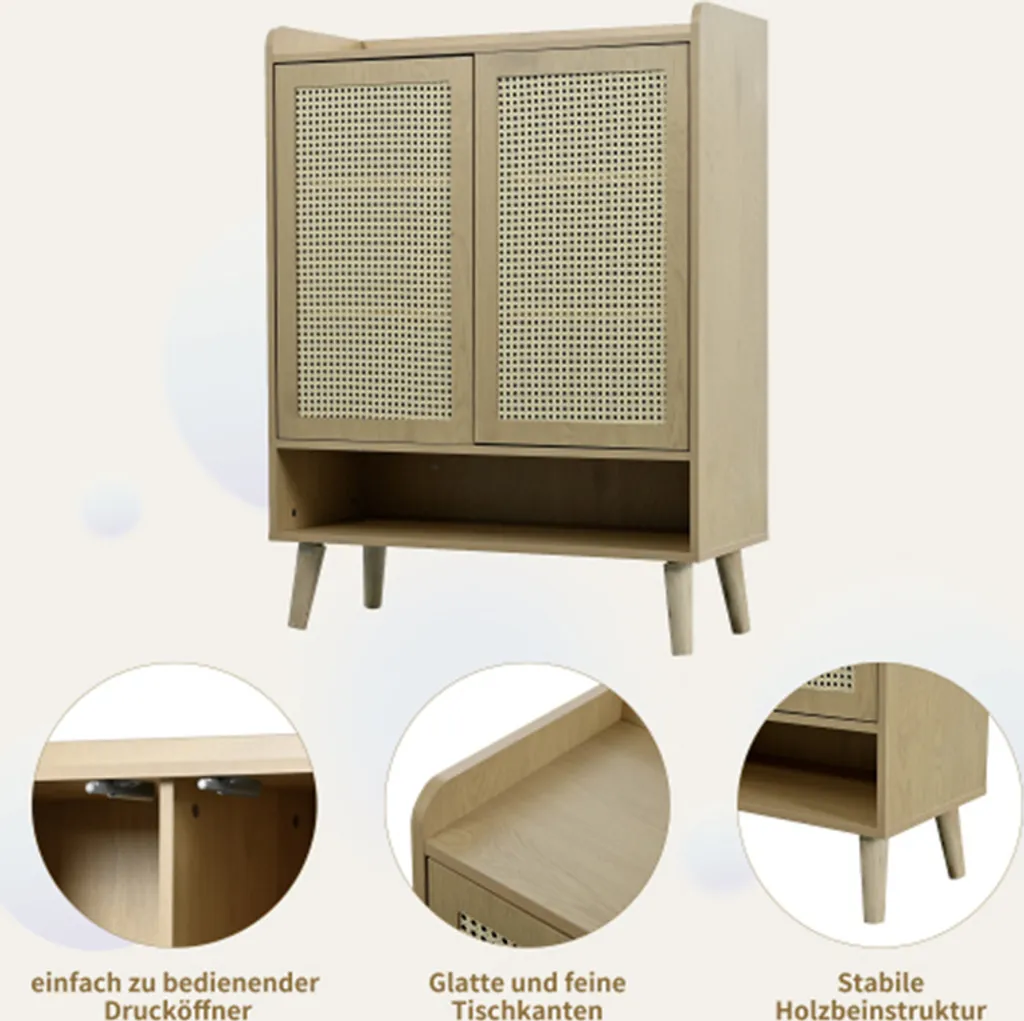 Solution de rangement entrée 80cm : commode rotin pour petits espaces - 5